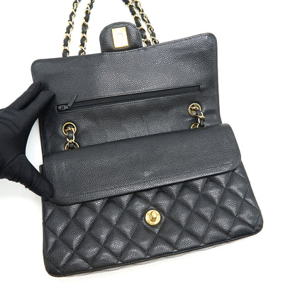 Chanel Medium Classic Double Flap Bag Caviar Black  Serial16