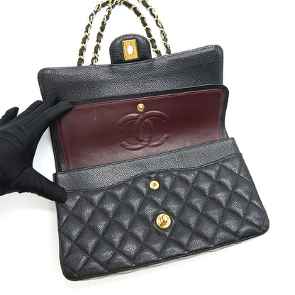 Chanel Medium Classic Double Flap Bag Caviar Black  Serial16