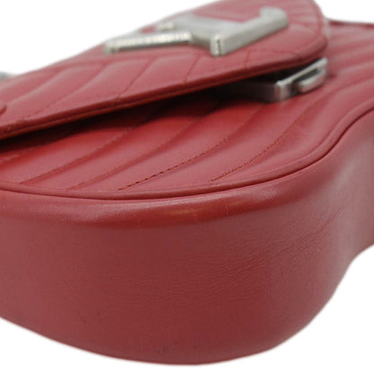 LOUIS VUITTON New Wave Chain MM Leather Shoulder Bag Red