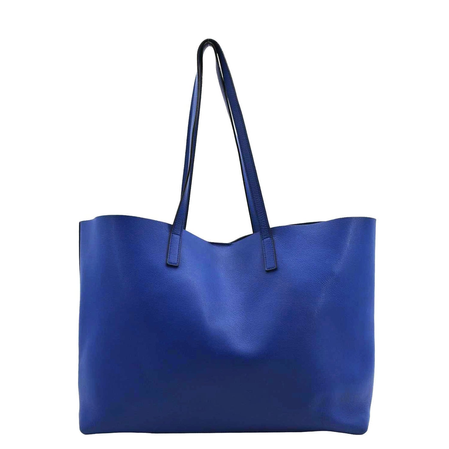 YVES SAINT LAURENT Shopping Leather Tote Bag Blue