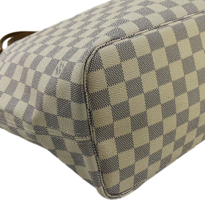 LOUIS VUITTON Neverfull MM Damier Azur Tote Bag White