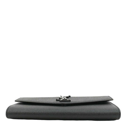 YVES SAINT LAURENT Uptown Grain De Poudre Embossed Leather Crossbody Chain Wallet Black