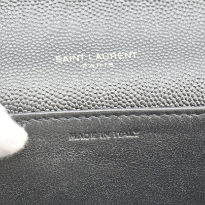 YVES SAINT LAURENT Uptown Grain De Poudre Embossed Leather Crossbody Chain Wallet Black