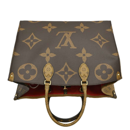 LOUIS VUITTON Onthego GM Giant Monogram Canvas Tote Shoulder Bag Brown