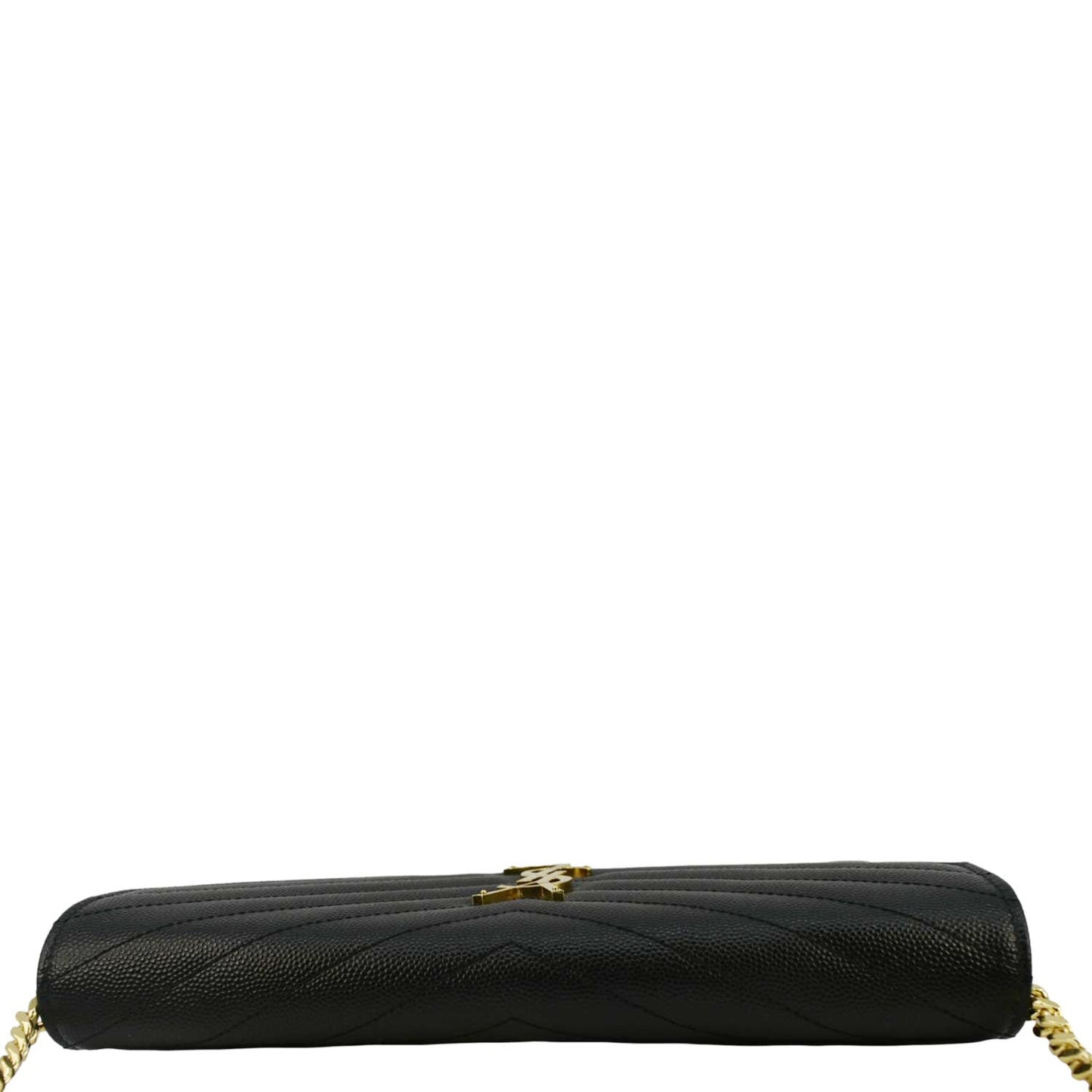 YVES SAINT LAURENT Cassandre Leather Wallet On Chain Crossbody Bag Black