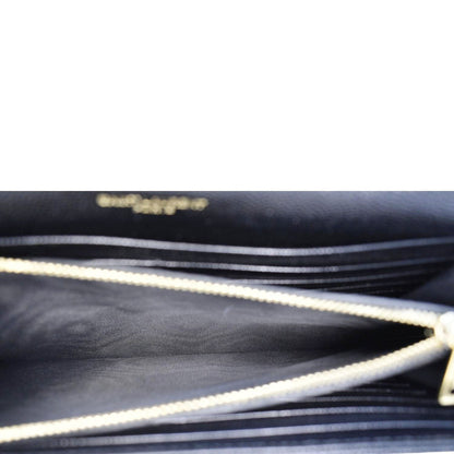 YVES SAINT LAURENT Cassandre Leather Wallet On Chain Crossbody Bag Black