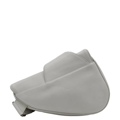 Christian Dior Mens Saddle Grained Calfskin Leather Satchel Bag White