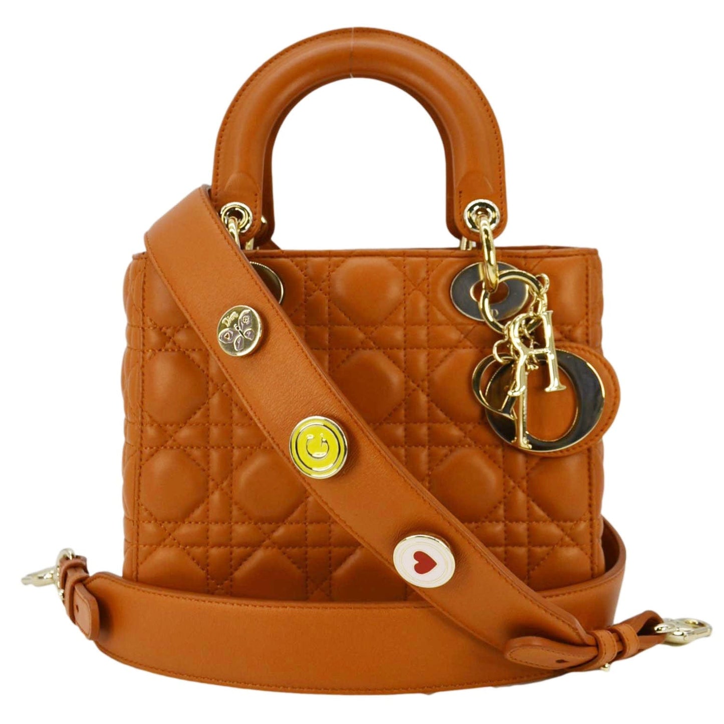 CHRISTIAN DIOR My ABCDior Small Cannage Leather Shoulder Bag Orange