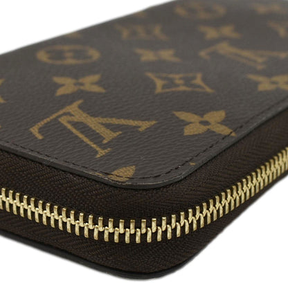 LOUIS VUITTON Zip Around Monogram Canvas Wallet Rose Ballerine