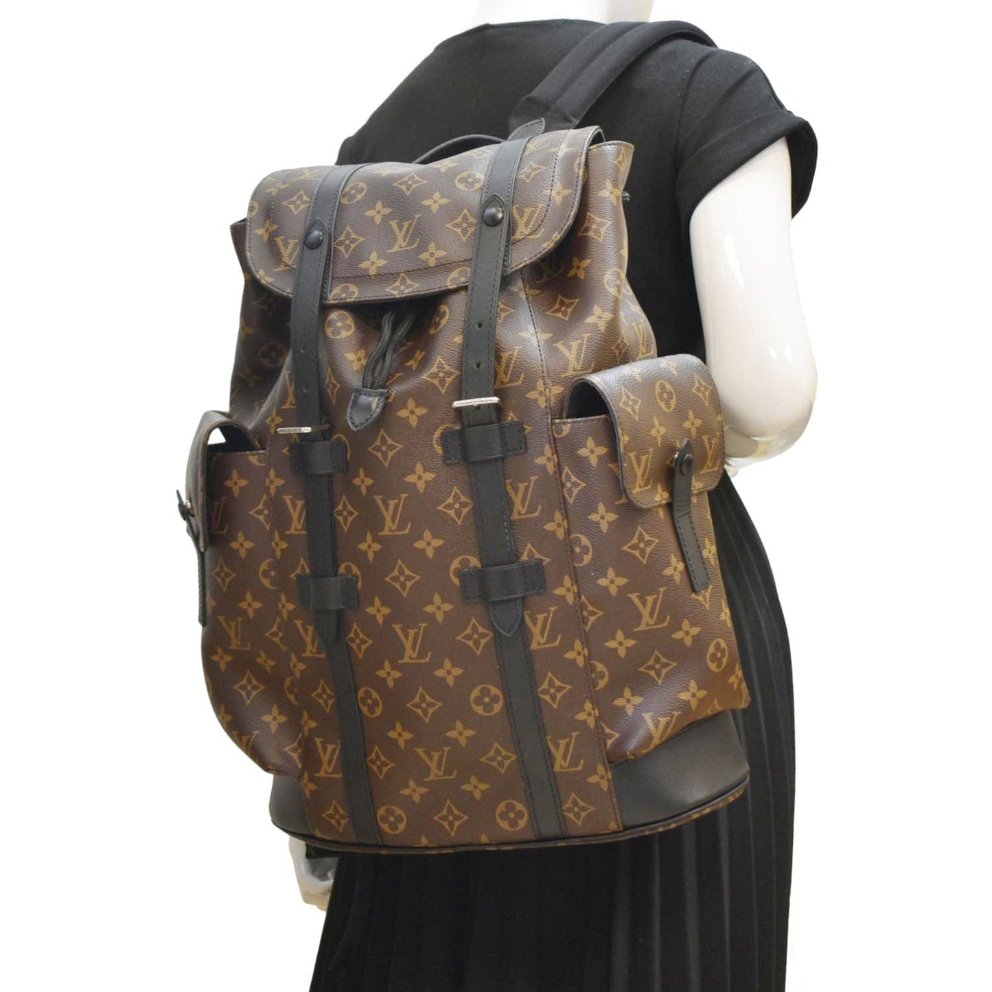 LOUIS VUITTON Christopher MM Monogram Macassar Canvas Backpack Bag Brown