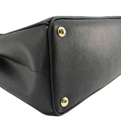 PRADA Galleria Double Zip Saffiano Leather Top Handle Tote Bag Black