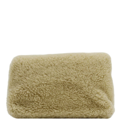 YVES SAINT LAURENT Small Loulou Puffer Shearling Pouch Beige