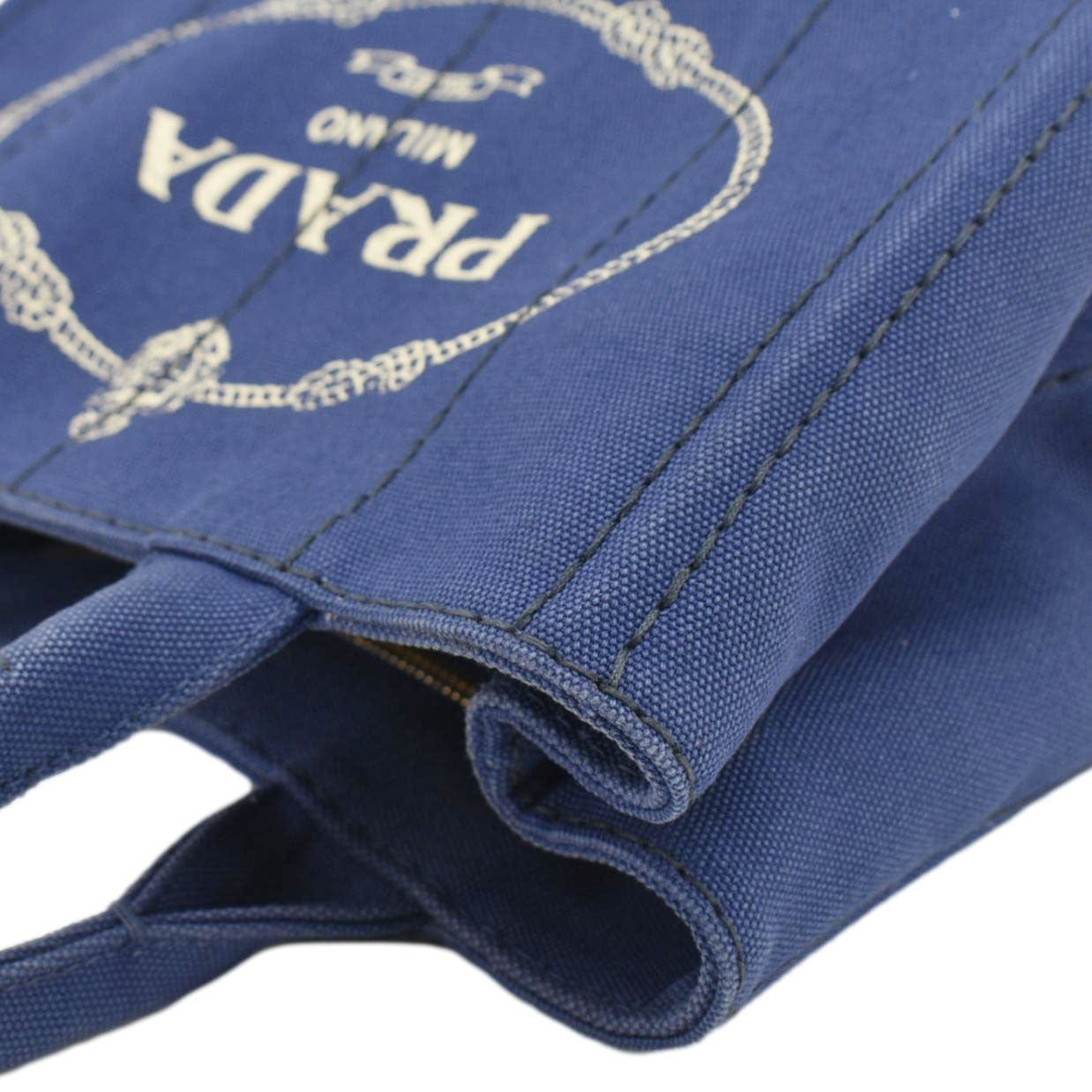 PRADA Canapa Denim Tote Bag Dark Blue