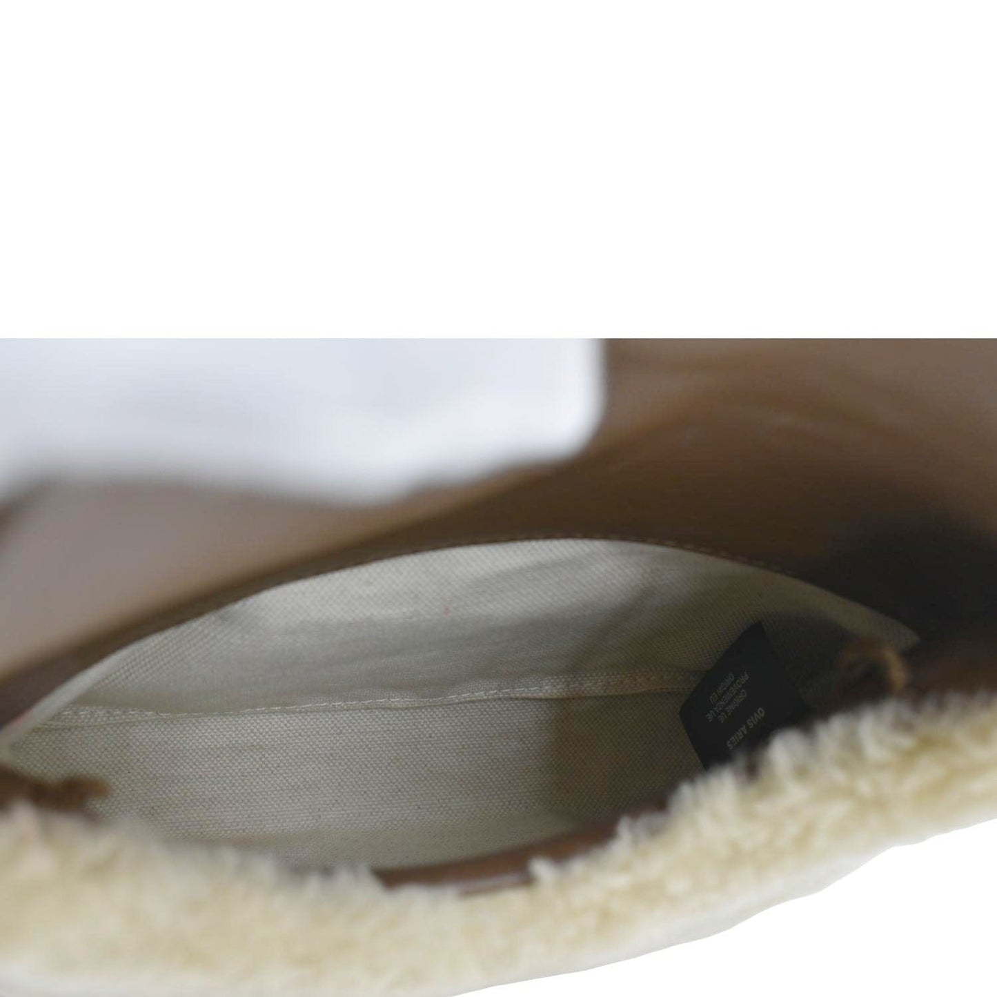 YVES SAINT LAURENT Small Loulou Puffer Shearling Pouch Beige