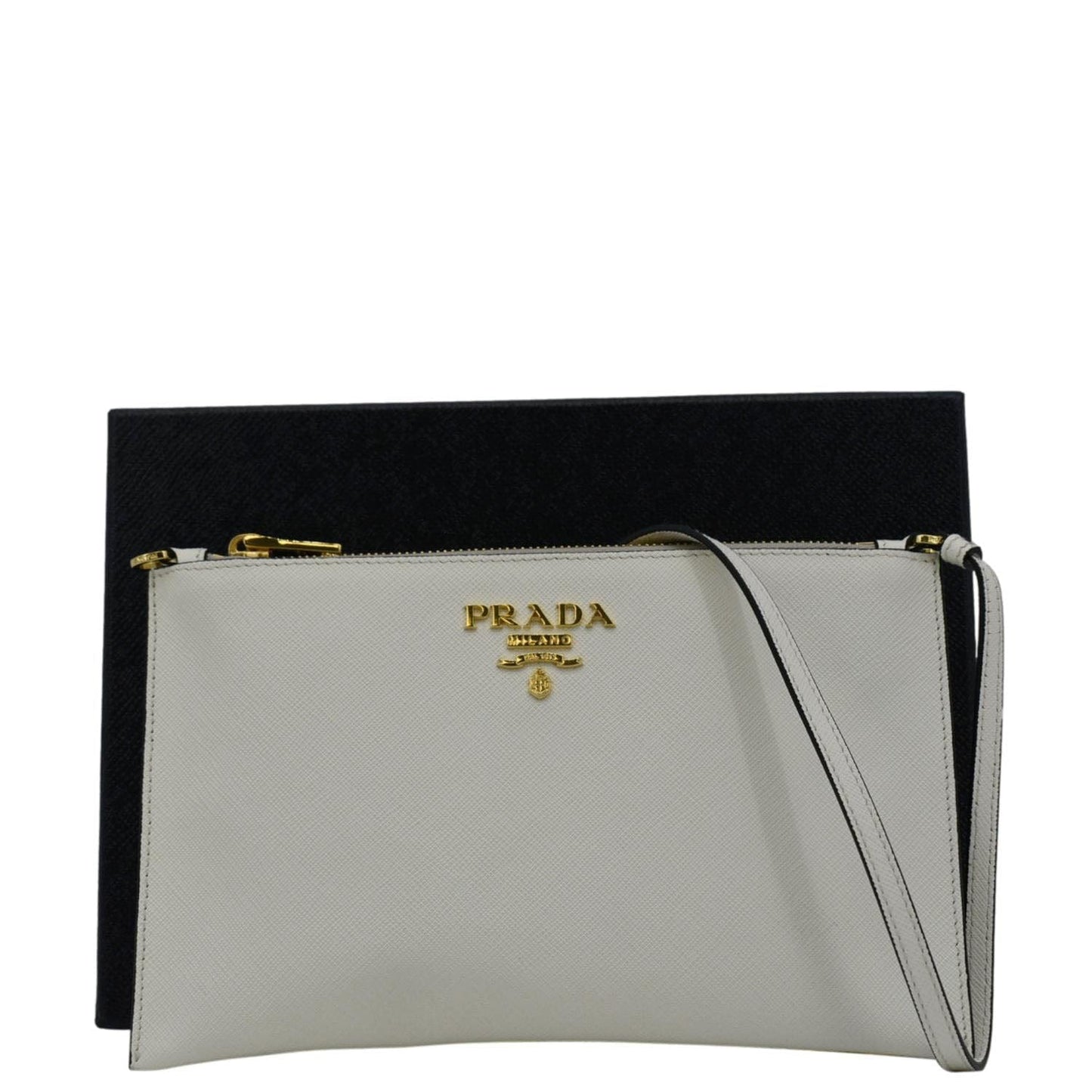 PRADA Vitello Phenix Mini Saffiano Leather Shoulder Bag White