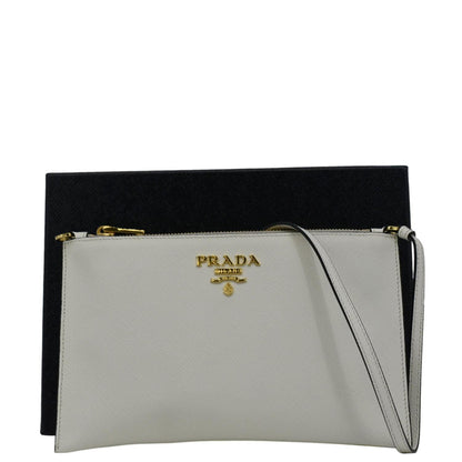 PRADA Vitello Phenix Mini Saffiano Leather Shoulder Bag White
