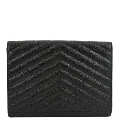 YVES SAINT LAURENT Clutch Medium Matelasse Leather Pouch Black