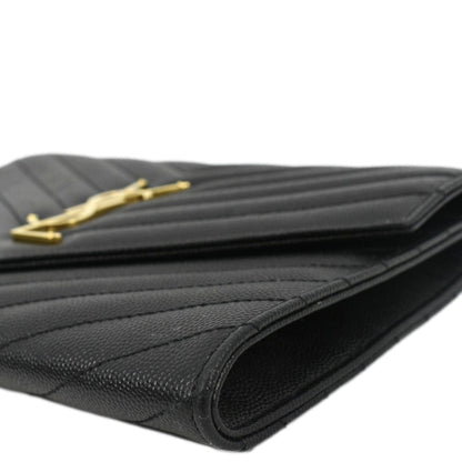 YVES SAINT LAURENT Clutch Medium Matelasse Leather Pouch Black