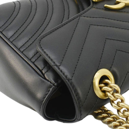GUCCI GG Marmont Small Matelasse Leather Crossbody Bag Black 443497