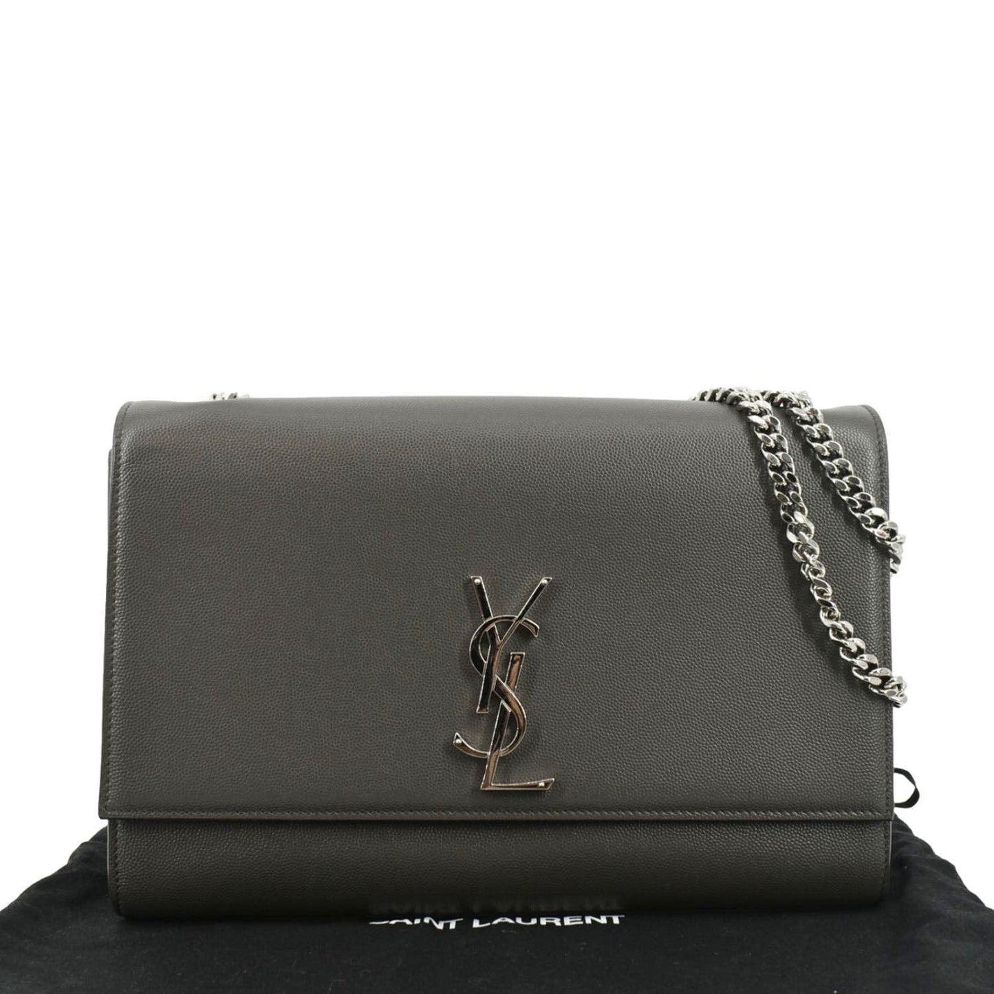 YVES SAINT LAURENT Kate Leather Shoulder Bag Gray