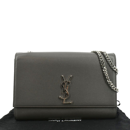 YVES SAINT LAURENT Kate Leather Shoulder Bag Gray
