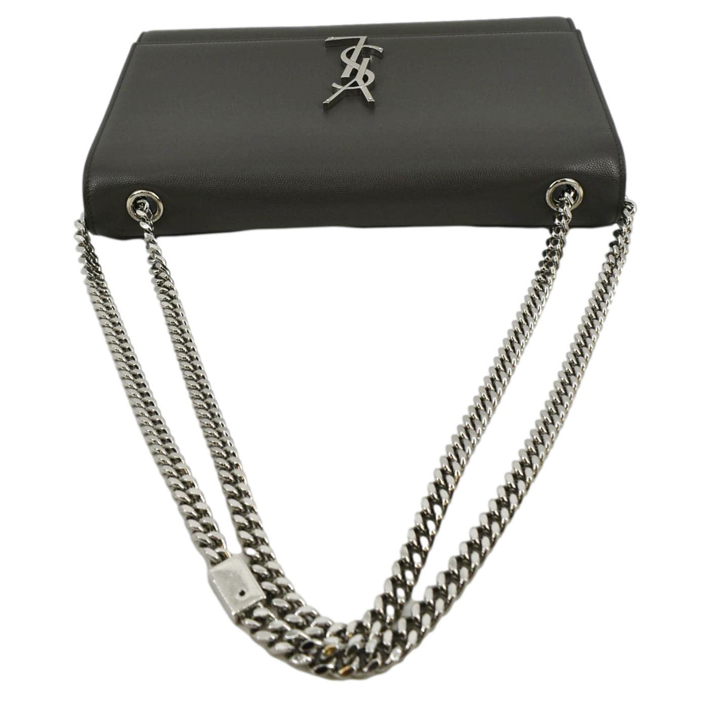 YVES SAINT LAURENT Kate Leather Shoulder Bag Gray