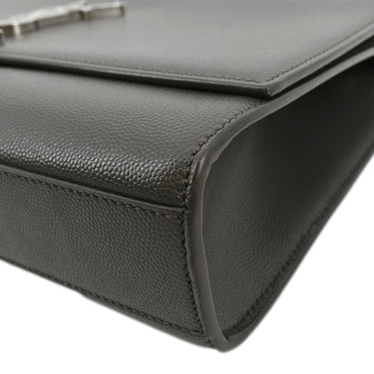 YVES SAINT LAURENT Kate Leather Shoulder Bag Gray