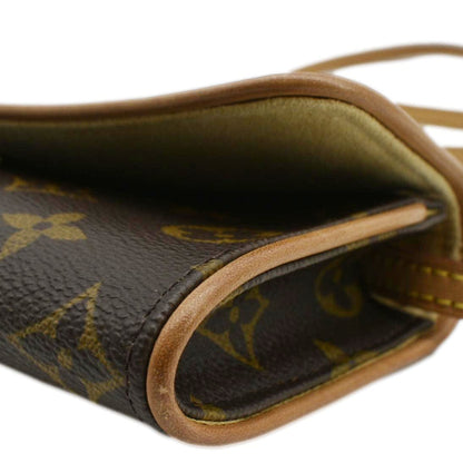 LOUIS VUITTON Pochette Twin Monogram Canvas Crossbody Bag Brown