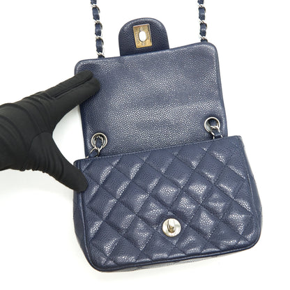 Chanel Mini Square Caviar Navy  serial 18