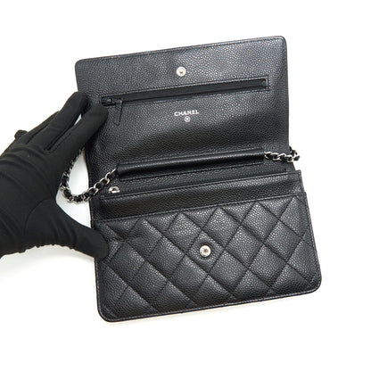 Chanel Caviar Wallet on Chain Black