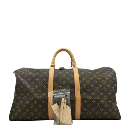 LOUIS VUITTON Keepall 55  Monogram Canvas Travel Bag Brown