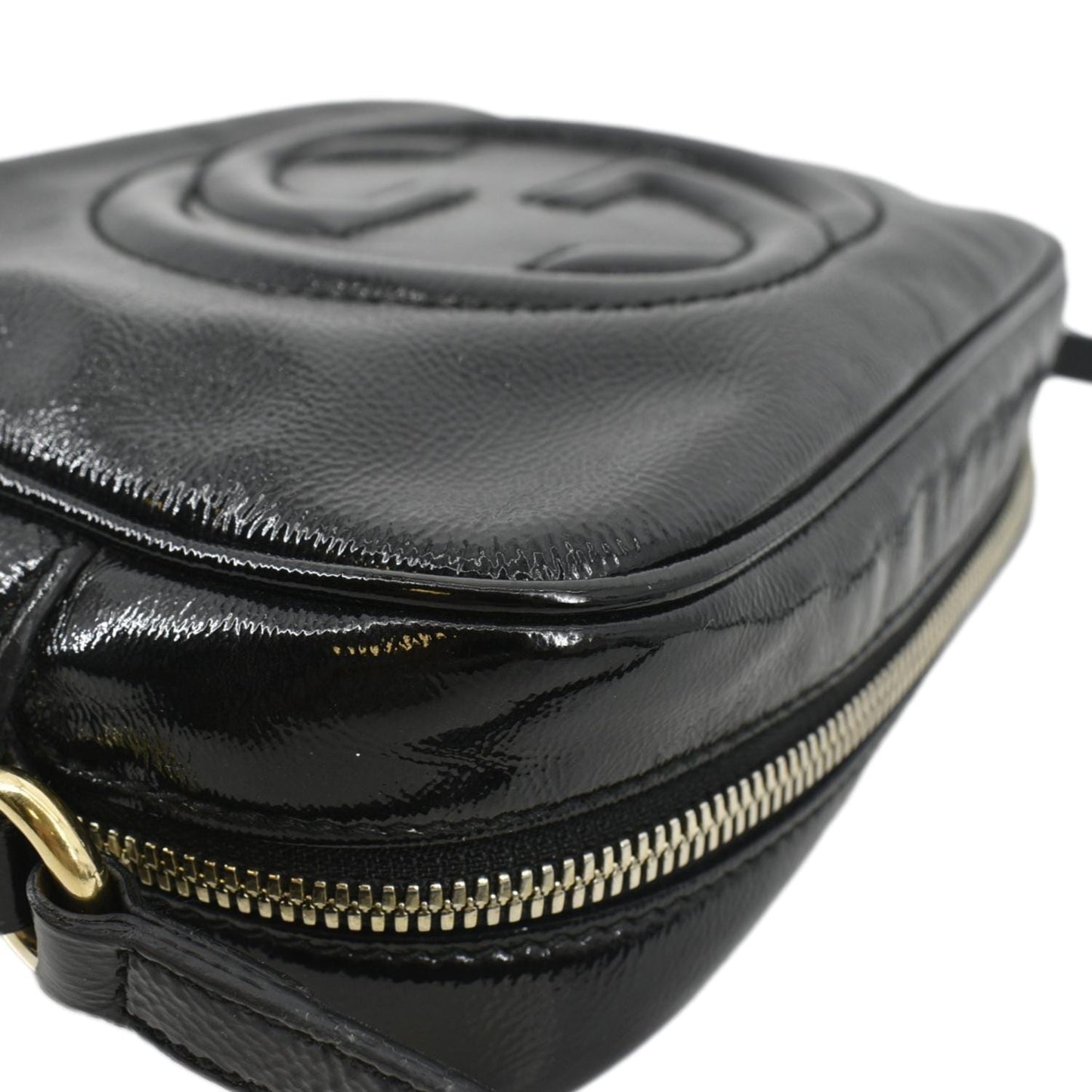 GUCCI Soho Disco Patent Leather Crossbody Bag Black 308364