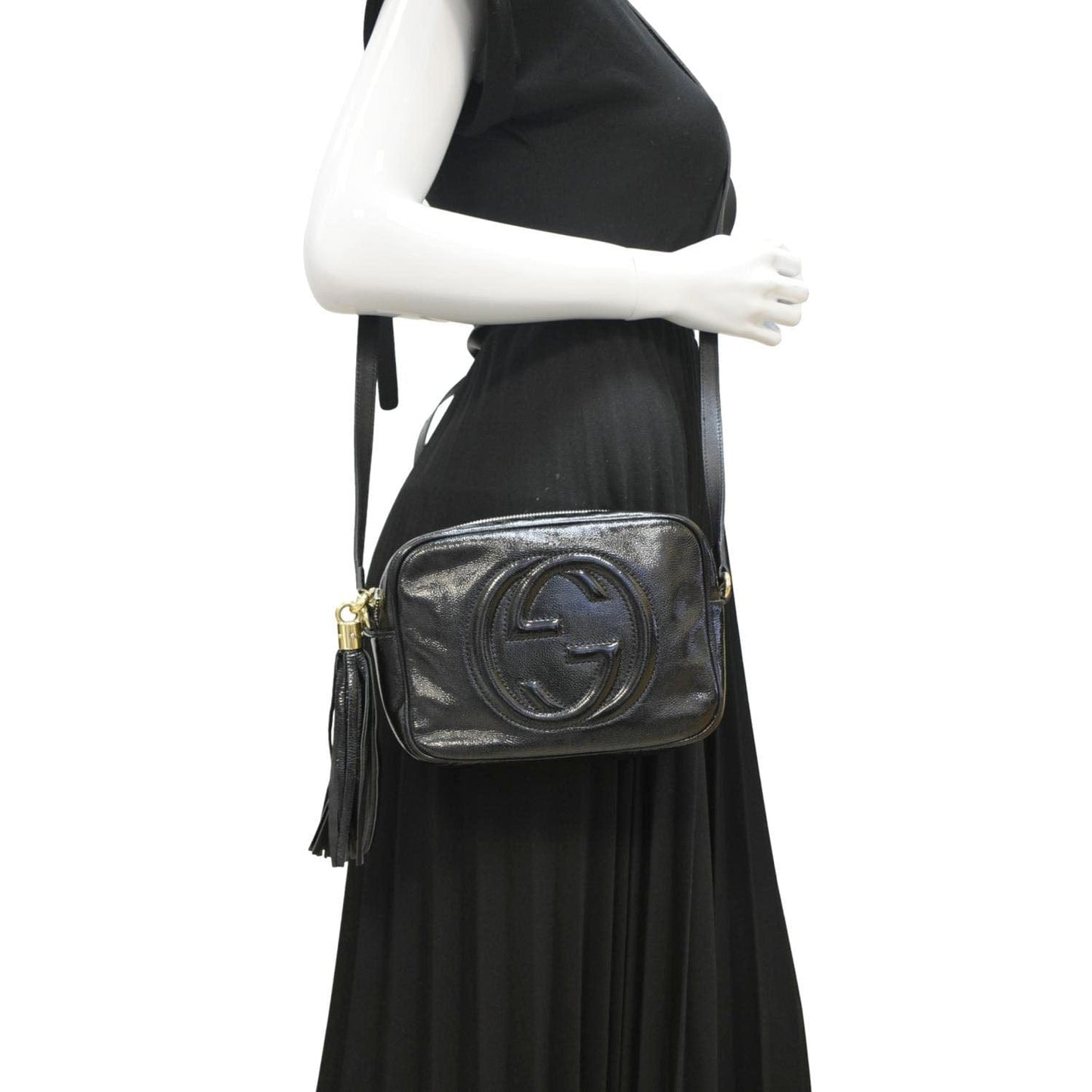 GUCCI Soho Disco Patent Leather Crossbody Bag Black 308364