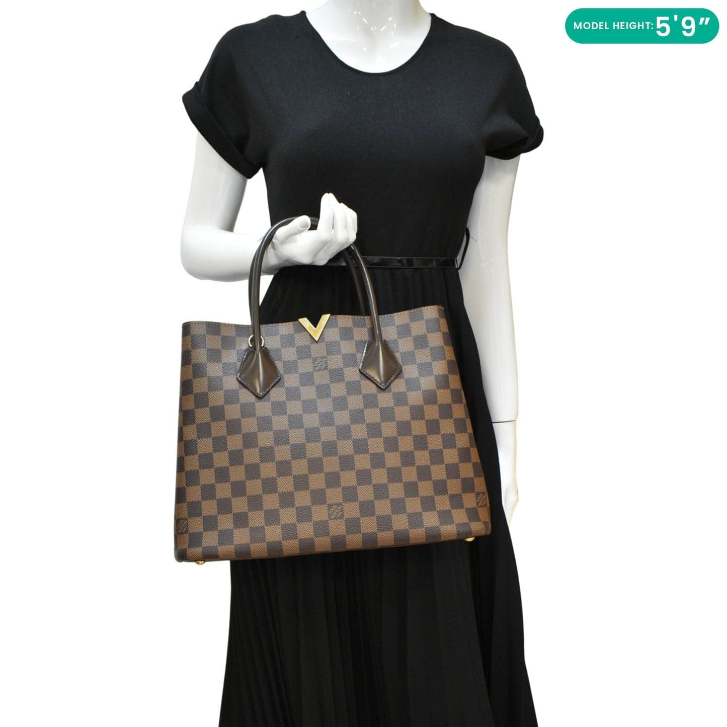 LOUIS VUITTON Kensington Damier Ebene Tote Bag Brown