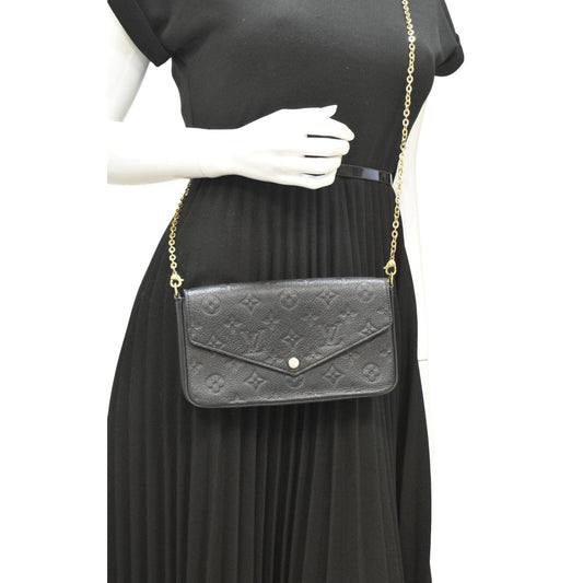 LOUIS VUITTON Felicie Monogram Empreinte Pochette Crossbody Bag Black