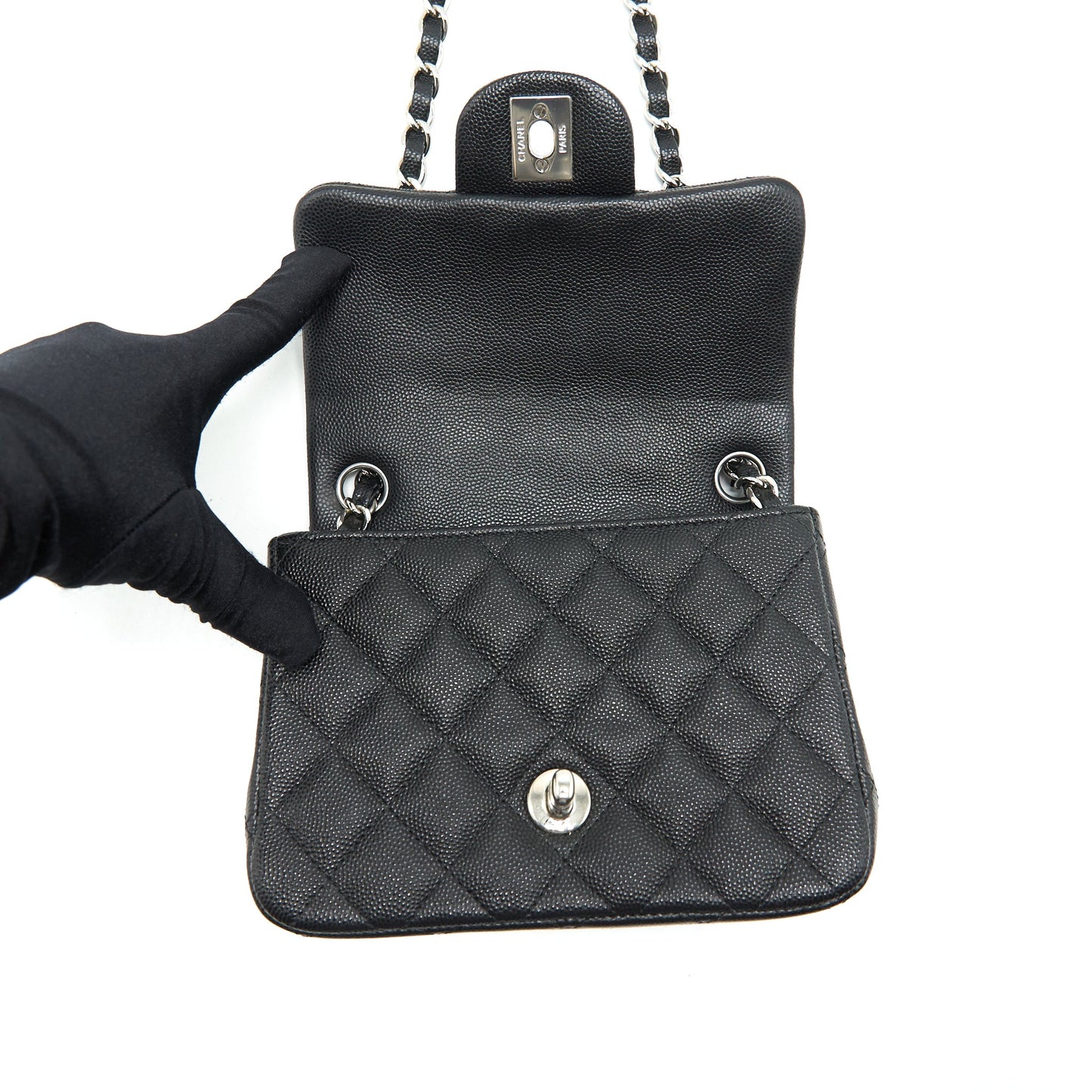 Chanel Mini square flap bag Caviar black