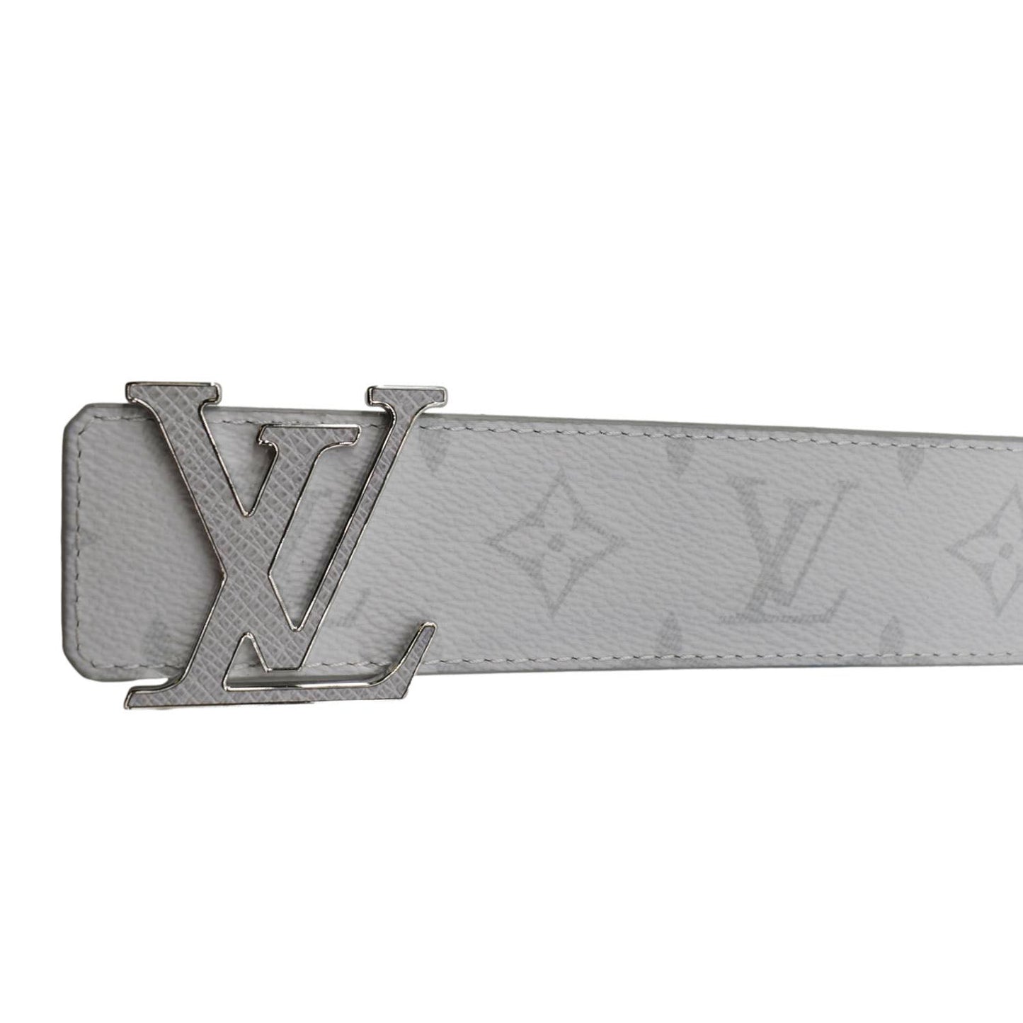 LOUIS VUITTON  LV Initiales Taiga Monogram Canvas Mens Belt White Size 95/38