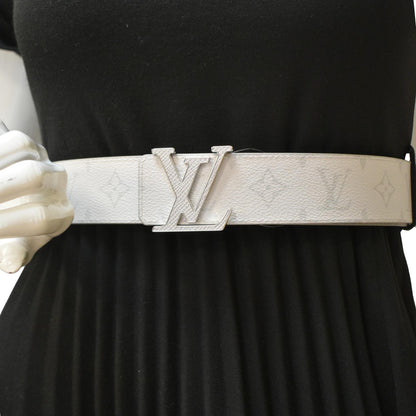 LOUIS VUITTON  LV Initiales Taiga Monogram Canvas Mens Belt White Size 95/38