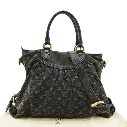 LOUIS VUITTON Neo Cabby MM Monogram Denim Hobo Bag Black