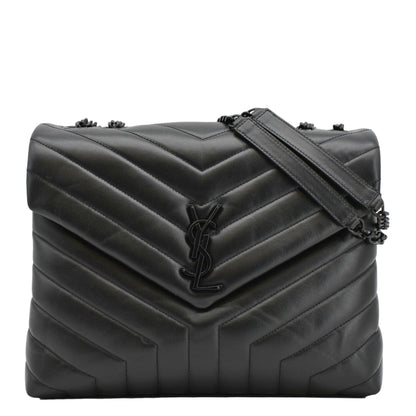 YVES SAINT LAURENT Loulou Medium Quilted Leather Crossbody Bag Black