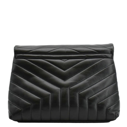 YVES SAINT LAURENT Loulou Medium Quilted Leather Crossbody Bag Black