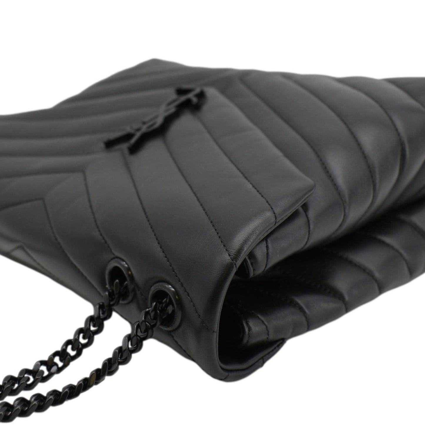 YVES SAINT LAURENT Loulou Medium Quilted Leather Crossbody Bag Black