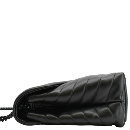 YVES SAINT LAURENT Loulou Medium Quilted Leather Crossbody Bag Black