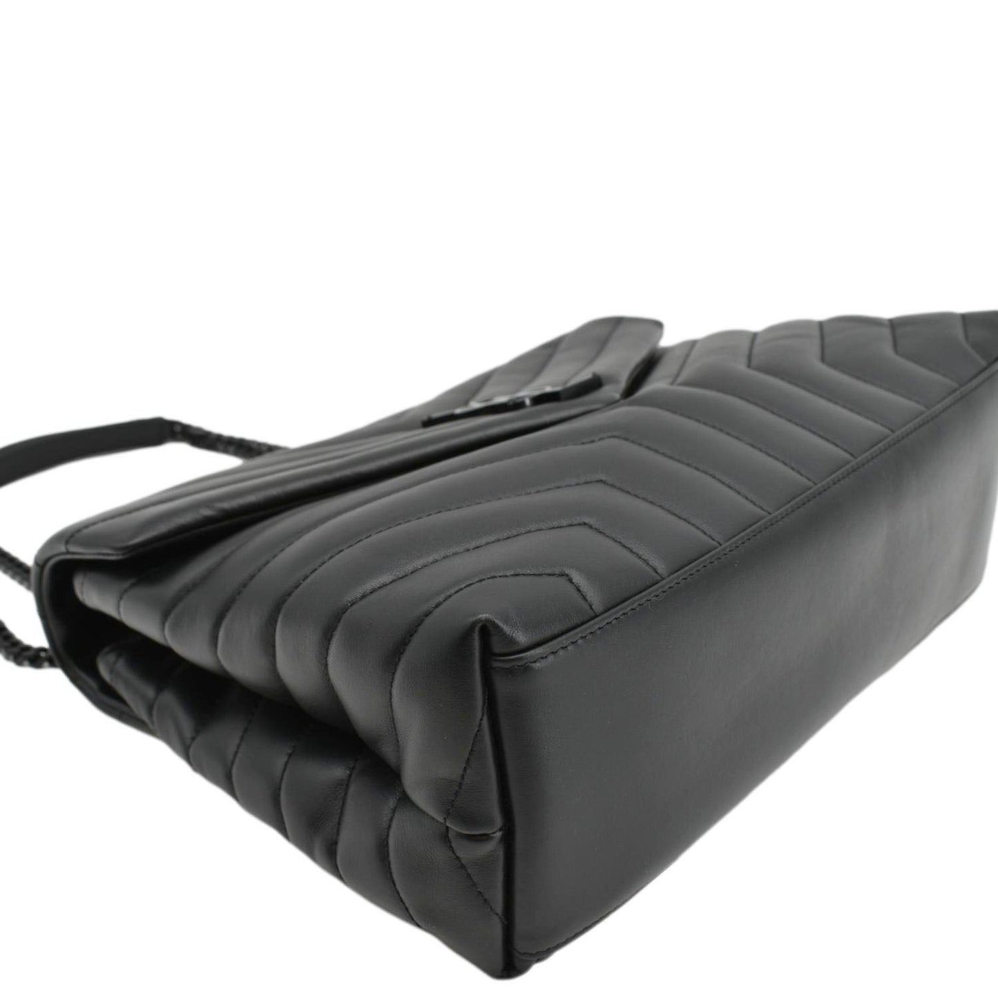 YVES SAINT LAURENT Loulou Medium Quilted Leather Crossbody Bag Black