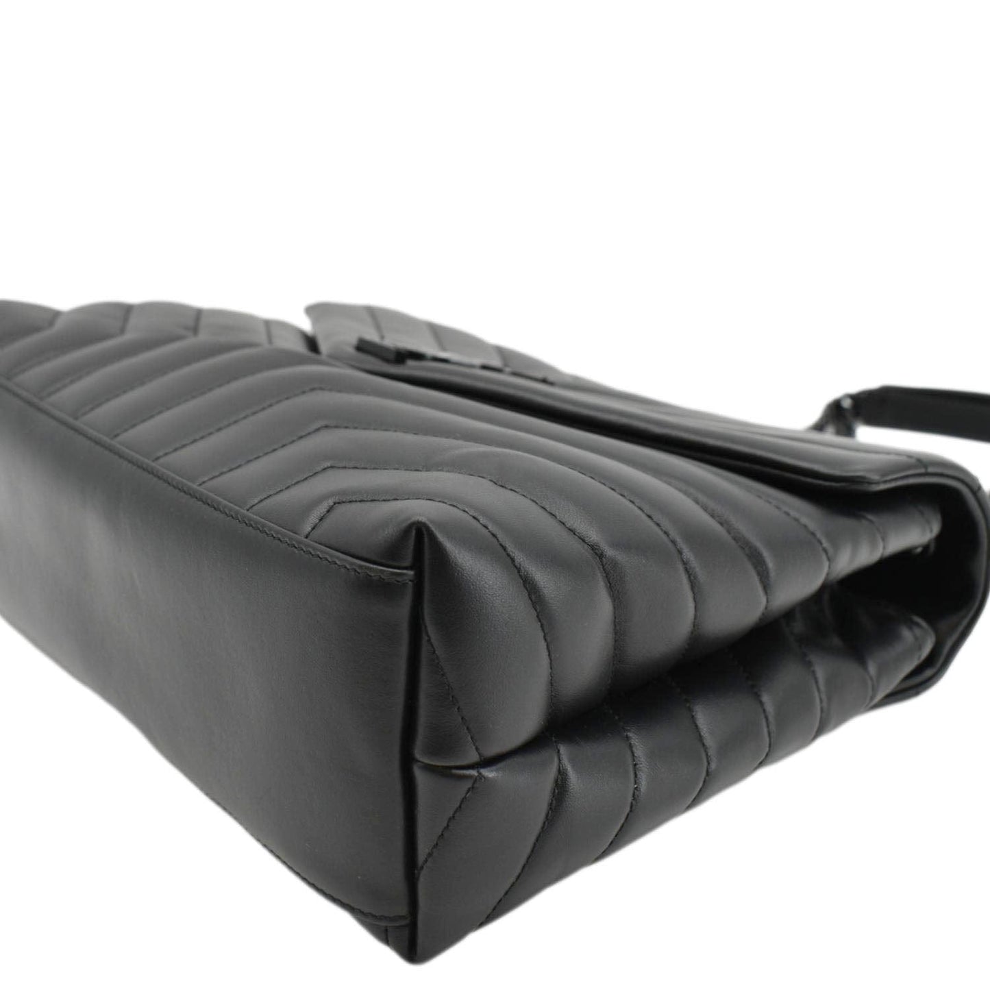 YVES SAINT LAURENT Loulou Medium Quilted Leather Crossbody Bag Black