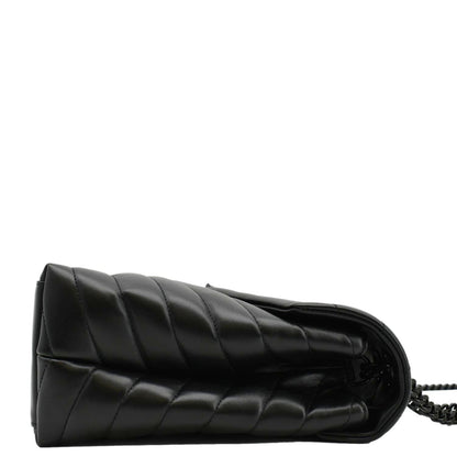 YVES SAINT LAURENT Loulou Medium Quilted Leather Crossbody Bag Black