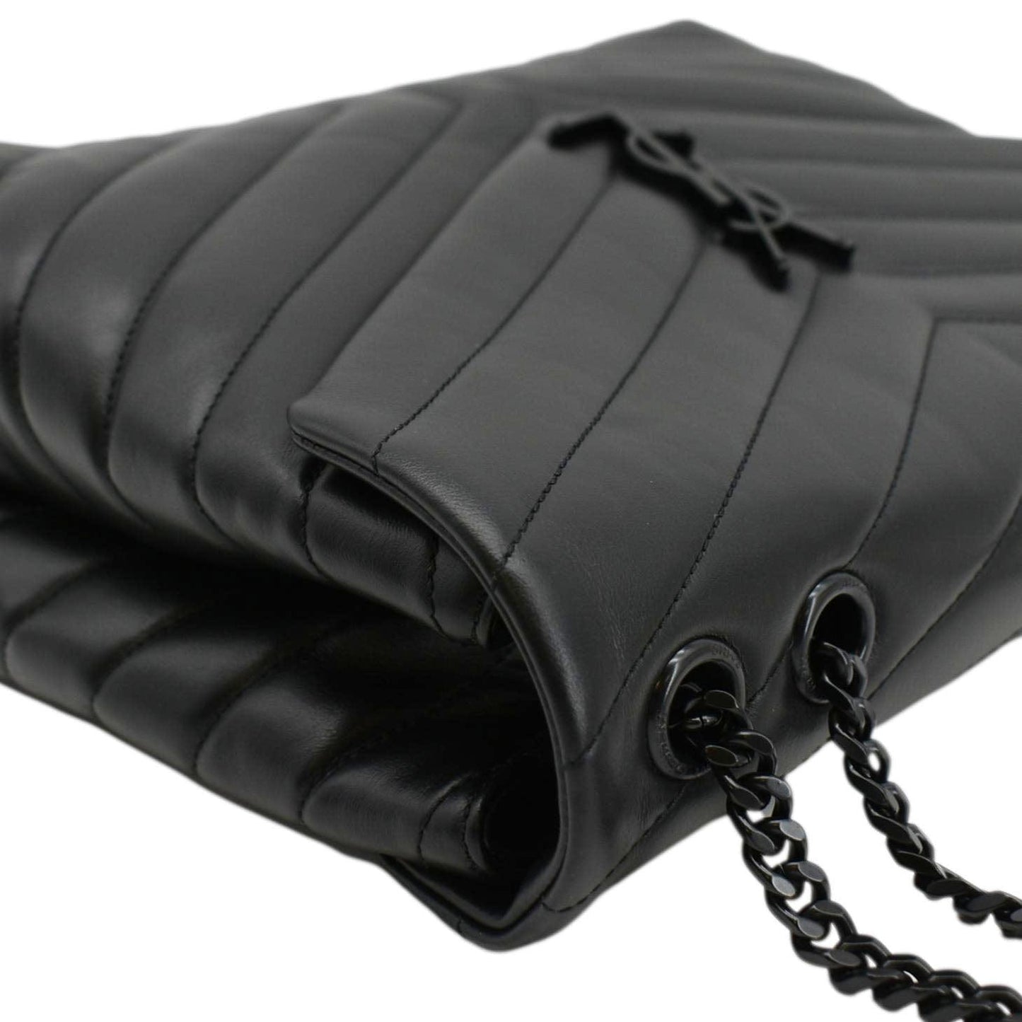 YVES SAINT LAURENT Loulou Medium Quilted Leather Crossbody Bag Black