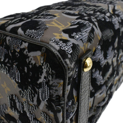 LOUIS VUITTON Speedy 30 Fleur De Jais Monogram Sequins Satchel Bag Black
