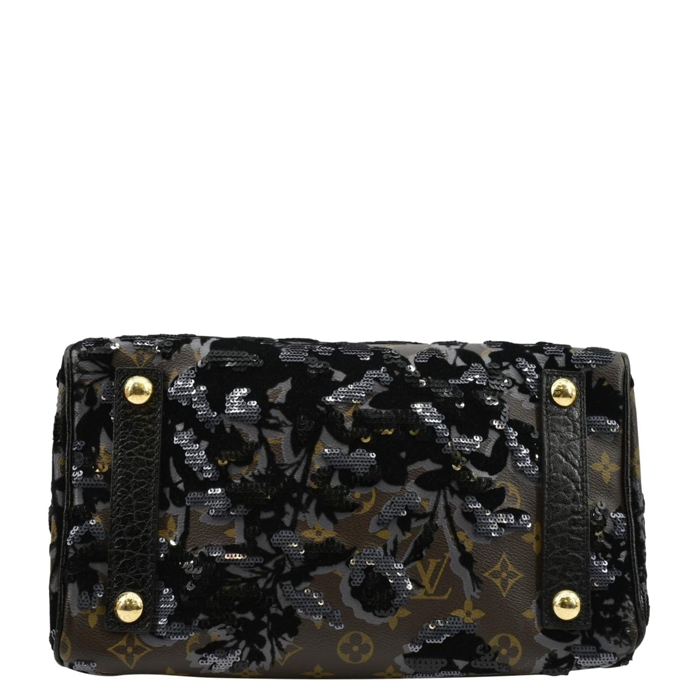 LOUIS VUITTON Speedy 30 Fleur De Jais Monogram Sequins Satchel Bag Black