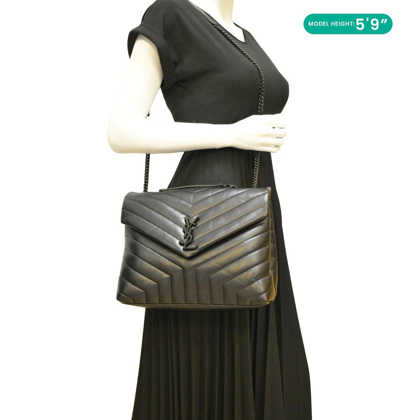 YVES SAINT LAURENT Loulou Medium Quilted Leather Crossbody Bag Black